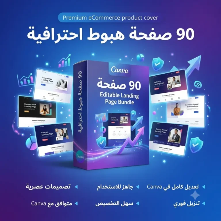 شراء صفحات هبوط جاهزة 90 Landing Page احترافية بتصميم كانفا